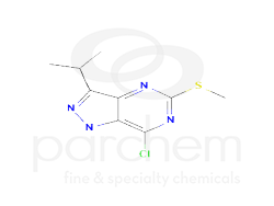 617620 617620_1h-pyrazolo-4-3-d-pyrimidine-7-chloro-3-1-methylethyl-5-methylthio-.png chemical structure