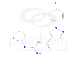 829989 829989_n-cyclopentyl-4-1-4-fluorophenyl-1h-pyrazol-4-yl-pyrimidin-2-amine.png chemical structure